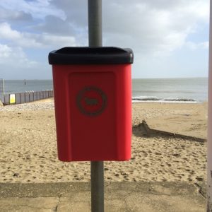 Ceaser 30Litre Plastic Dog Waste Poo Bin Complete With Post Fix Kit - Red